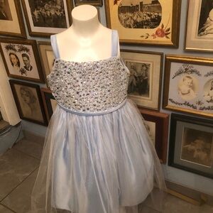 Elegant Sweet Kids Gown With Diamond Like Accents Tulle Skirt Lined S10 L Blue